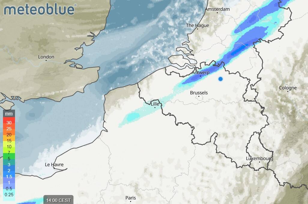 Regen vrijdag 22-08-24 om 14 uur